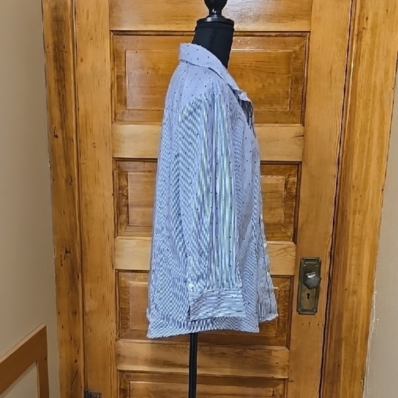 Kim Rogers Blue Striped Long Sleeve  Button Down Shirt XL - Picture 4 of 5